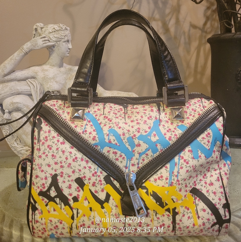 L.A.M.B. Gwen Stefani Ditzy Girl Bristol Satchel Floral Graffiti Designer #79